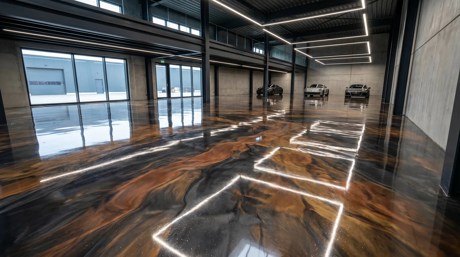 High-gloss metallic epoxy floor by Pittsburgh Epoxy Flooring